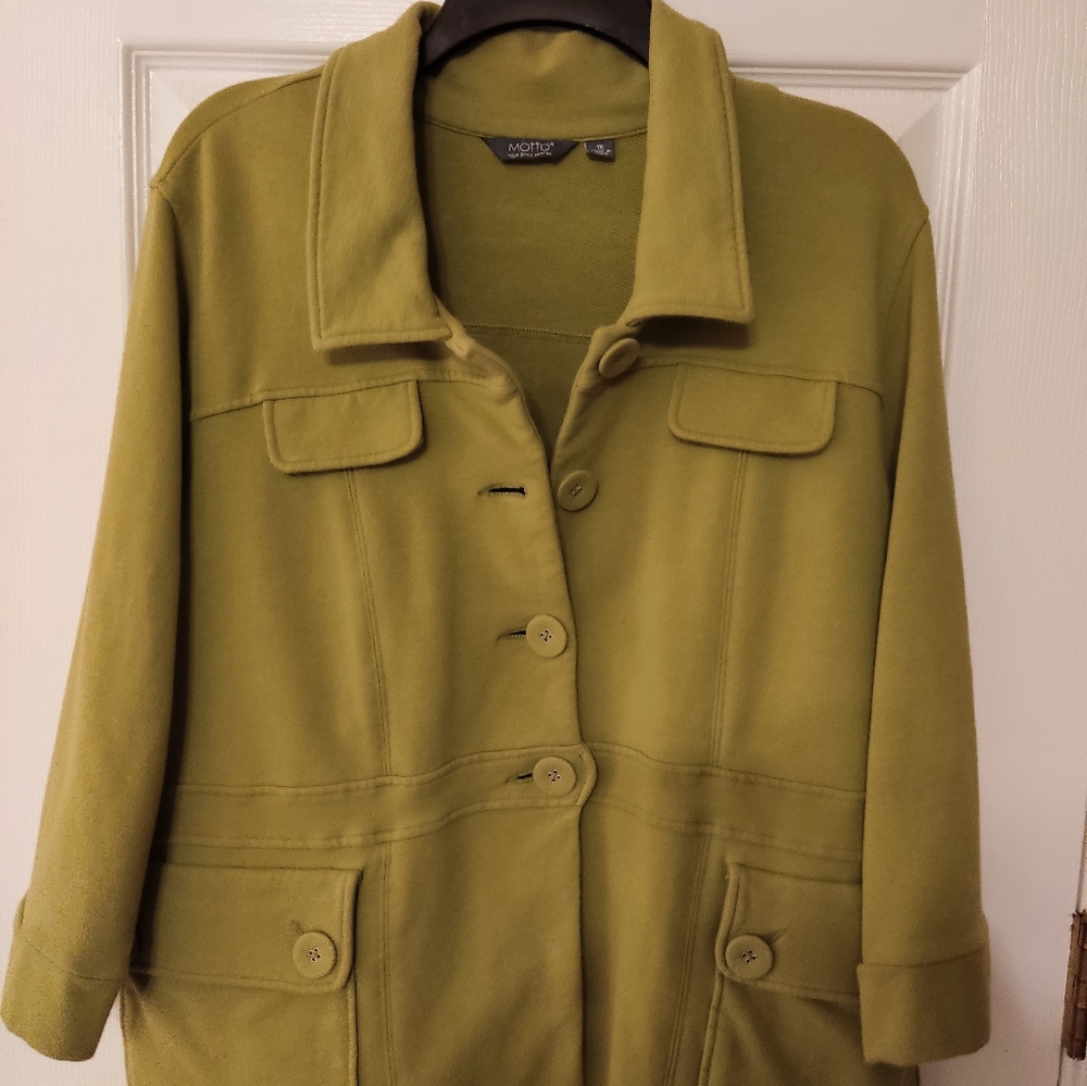 Motto Your Style Mantra Women's Jacket Size 1X Lemon Green  Cotton